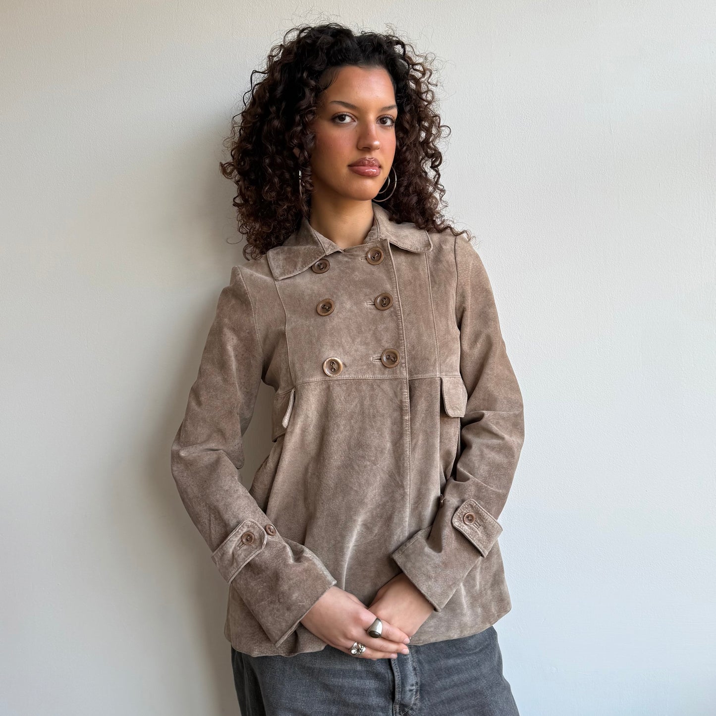 Tan suede peacoat - Size M