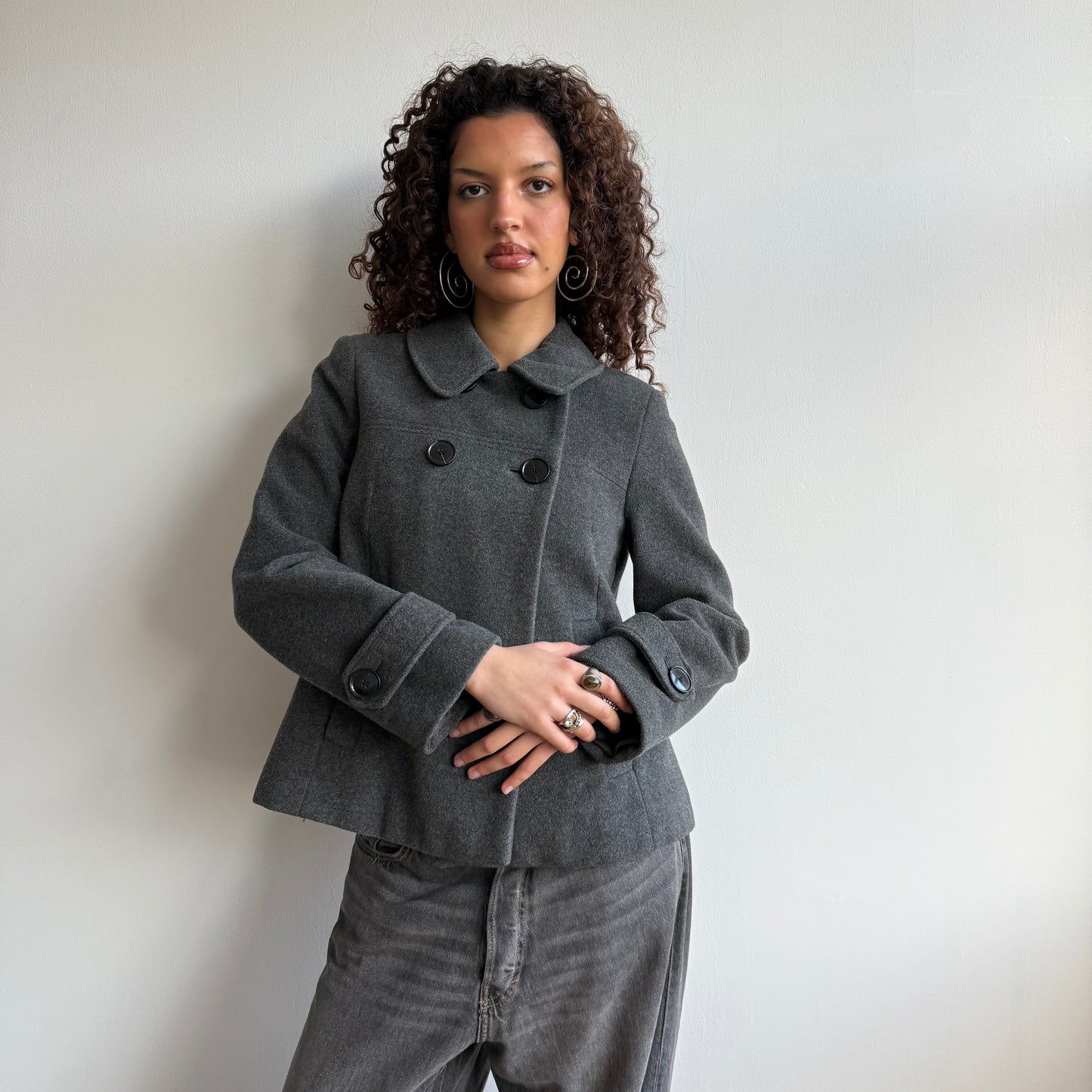 Dark grey peacoat - Size S