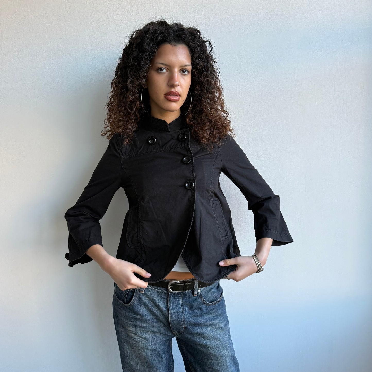 Black asymmetric button peacoat - Size S