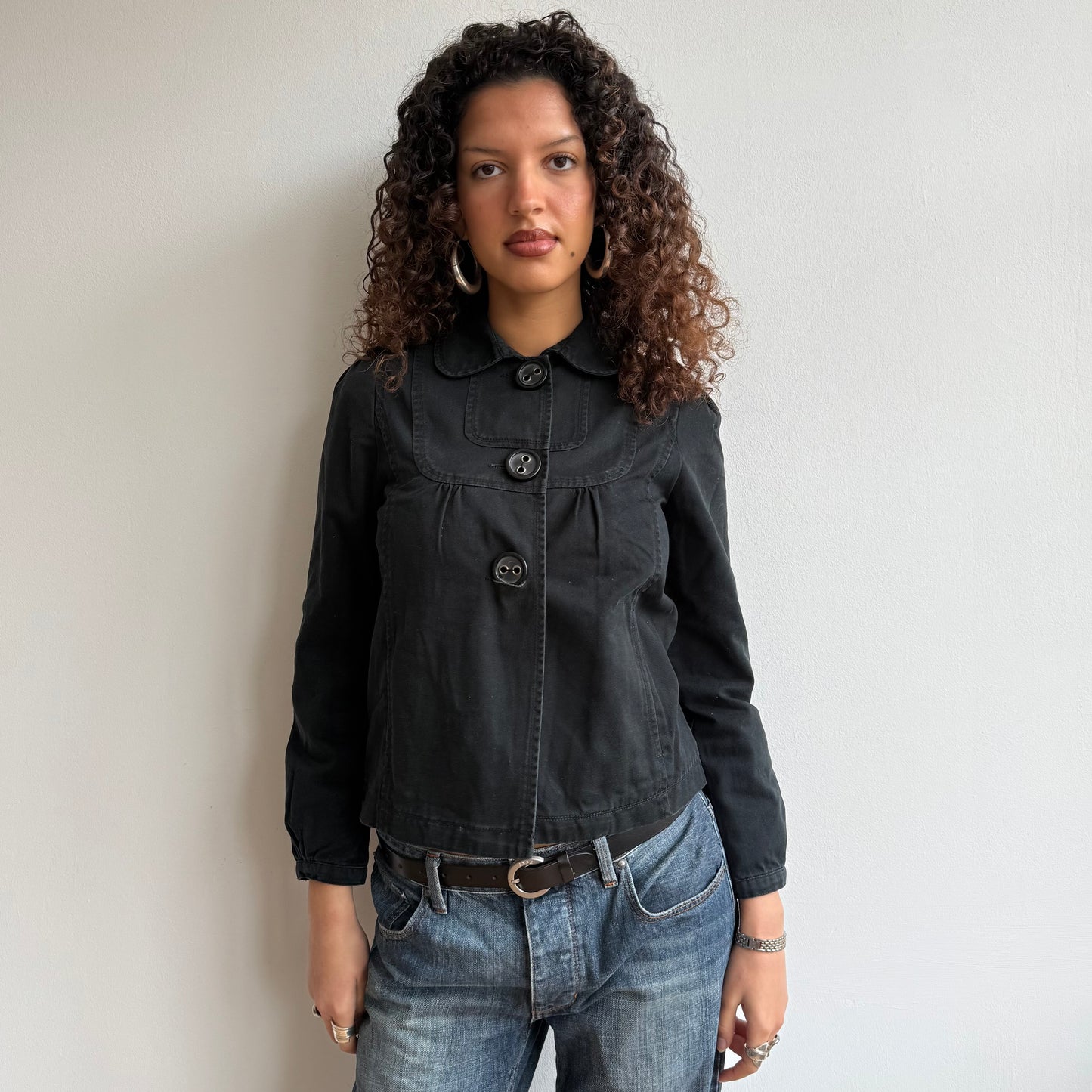 Black 3 button peacoat - Size S/M
