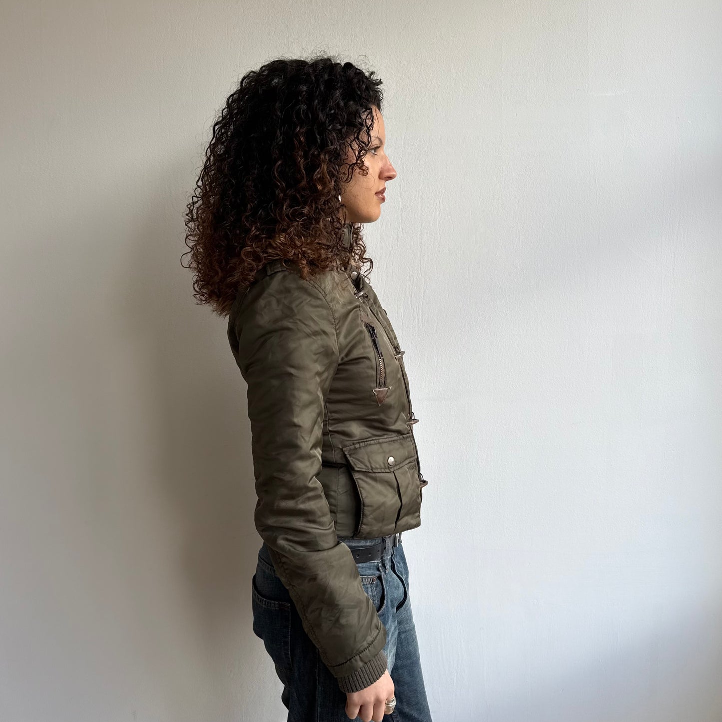 Khaki fireman’s clasp bomber - Size S/M