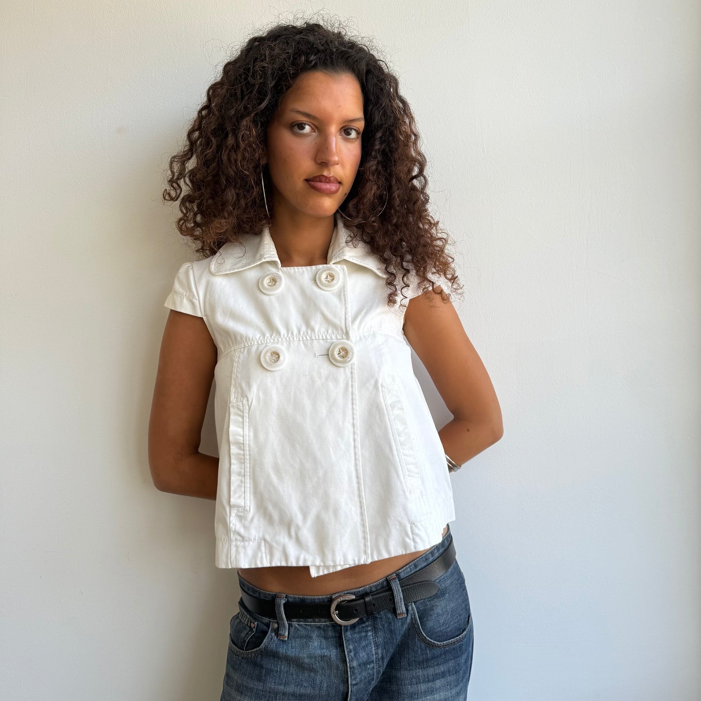 White short sleeve peacoat - Size S
