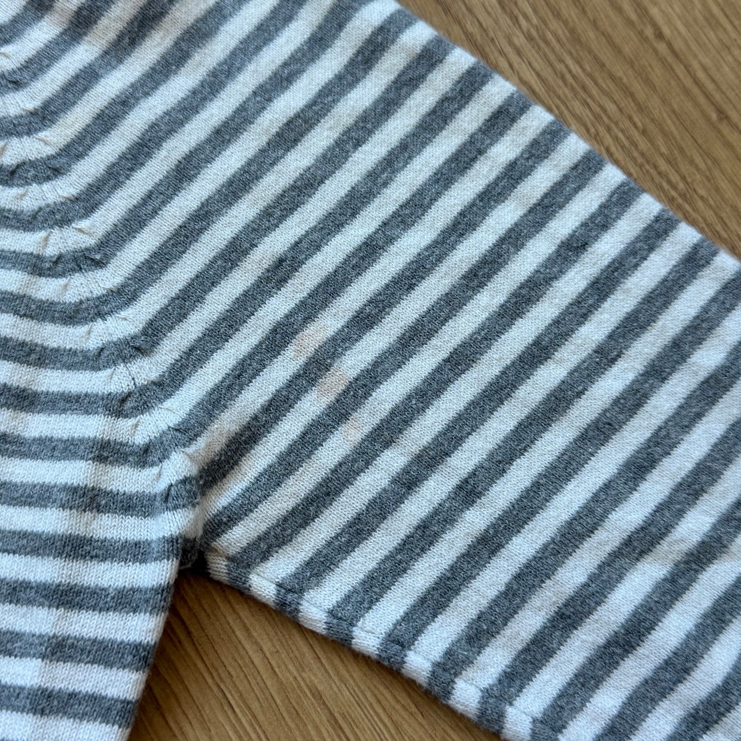 Grey + white striped knit hoodie - Size XS, S + M