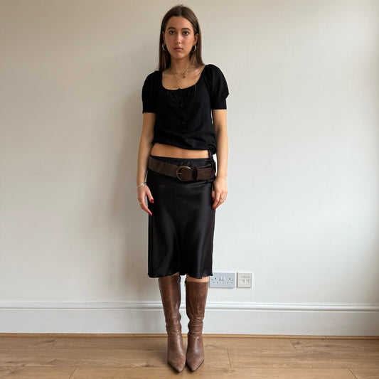 Brown bi-material belt - Size S