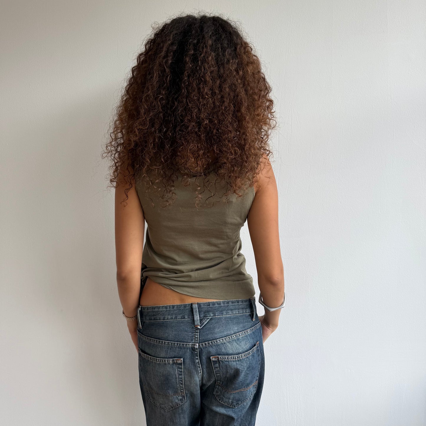 Khaki wrap tie side top - Size M