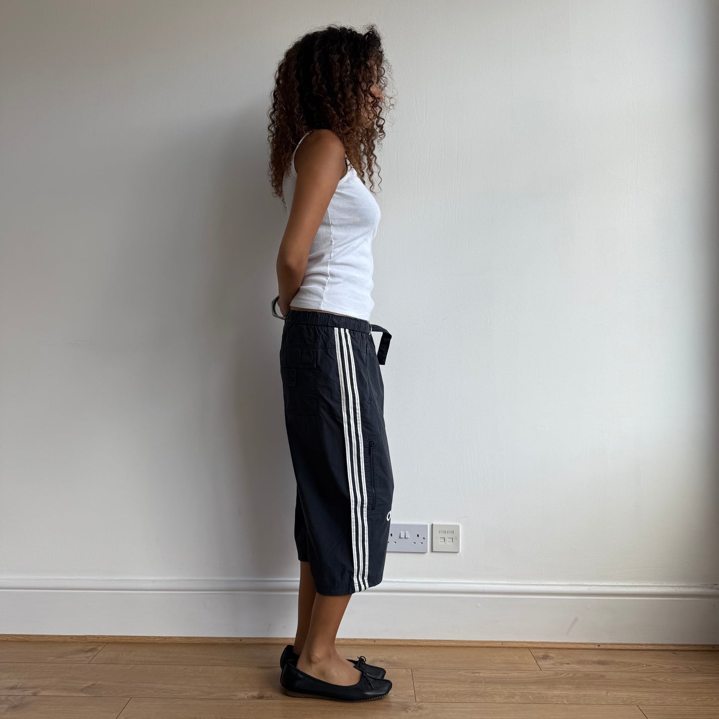 Navy Adidas belt capris - Size M + L