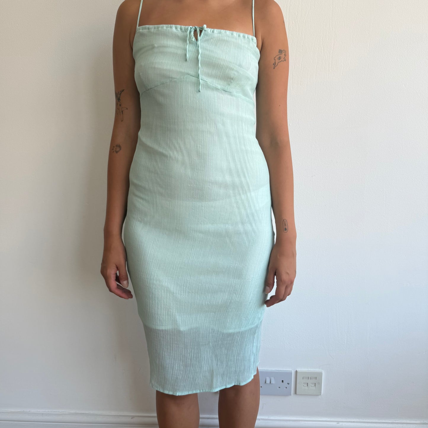 Turquoise chiffon midi dress - Size XS/S