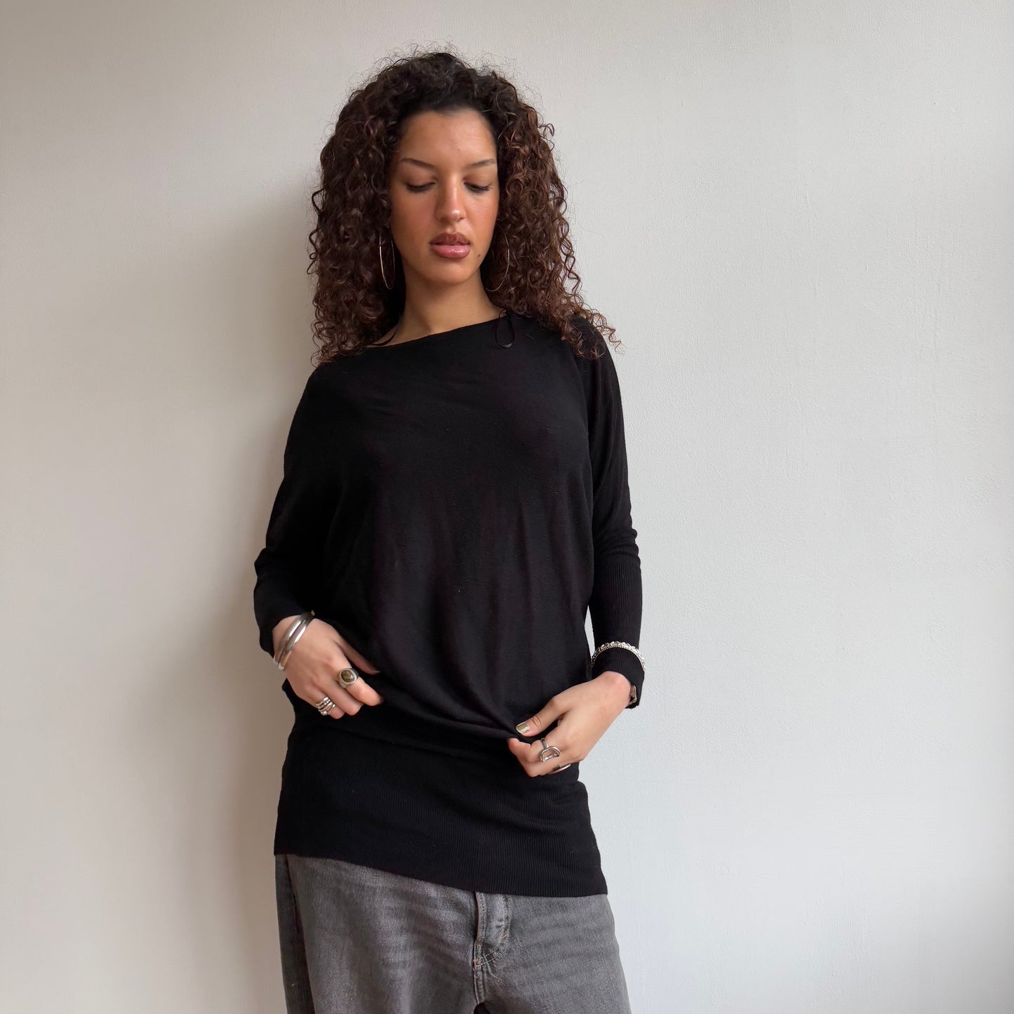 Black slouchy long knit - Size M