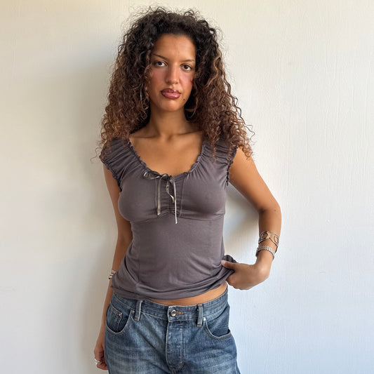 Brown ruched top - Size M/L