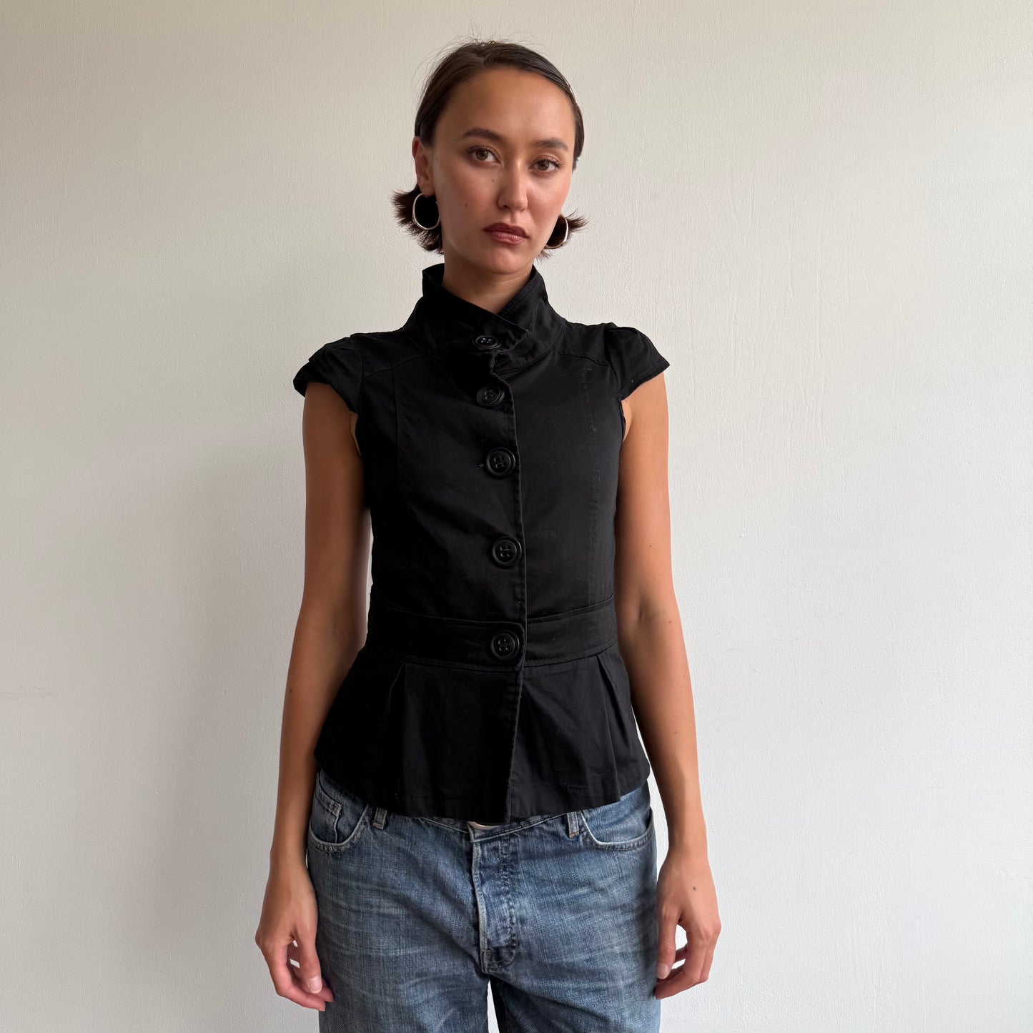 Short sleeve black peacoat - Size S