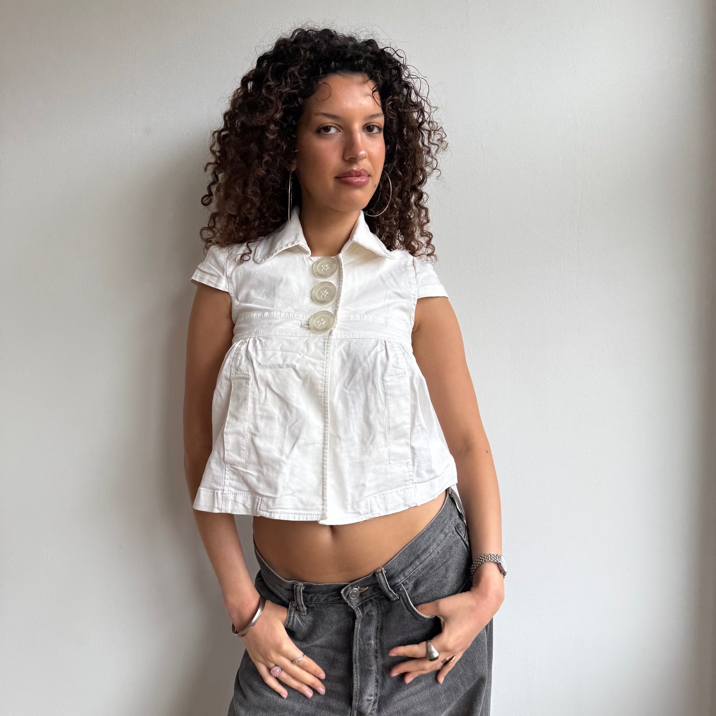 White short sleeve peacoat - Size XS