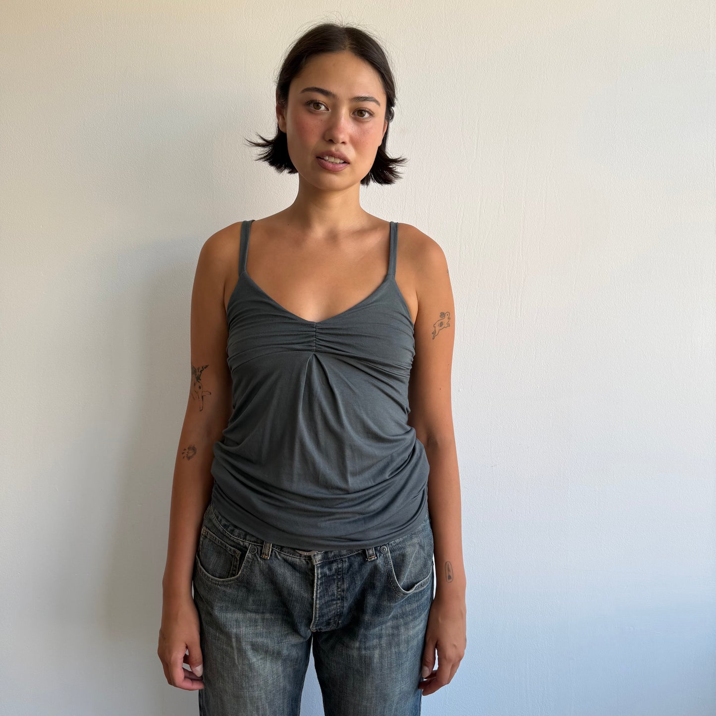 Charcoal ruched bubble top - Size S
