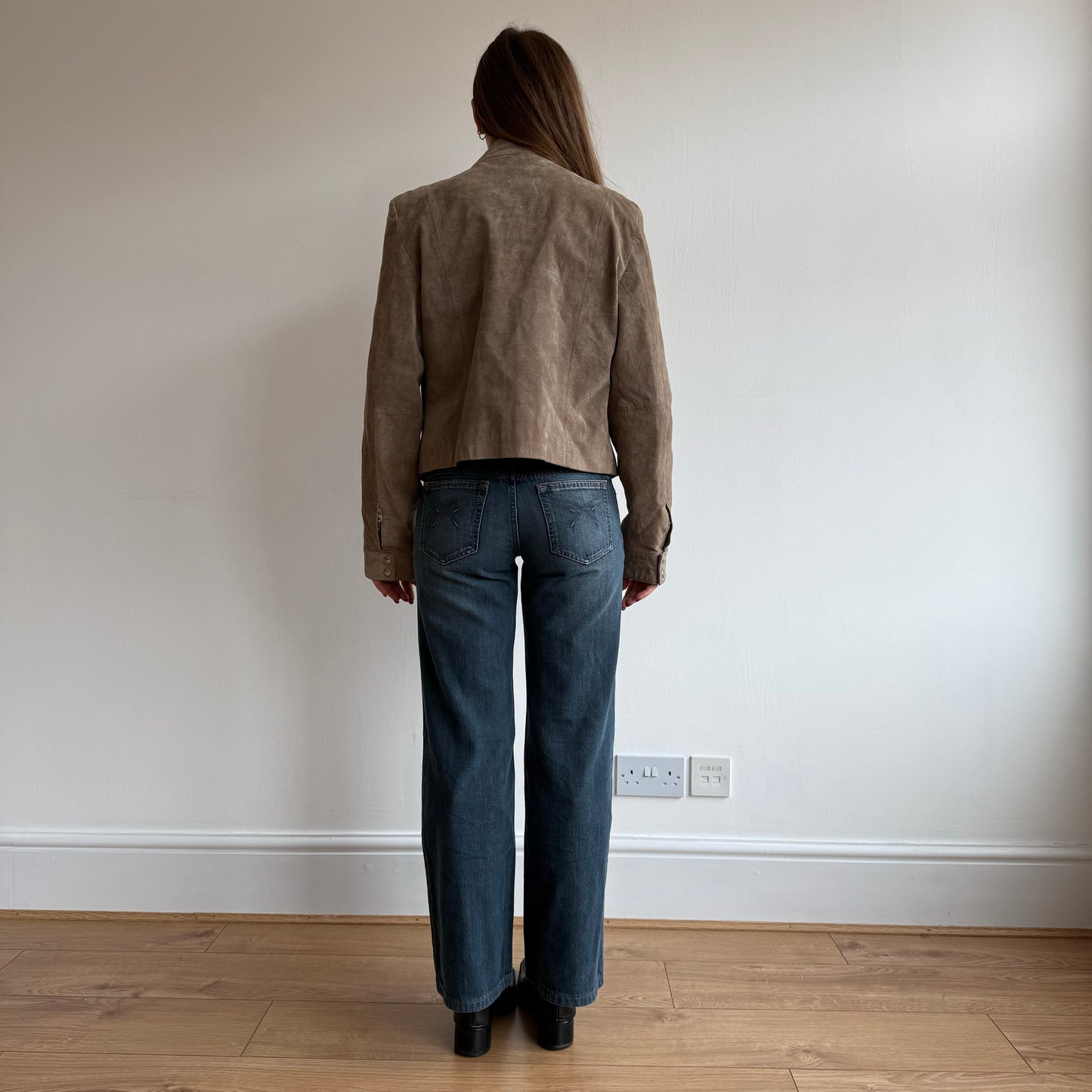 Tan suede moto jacket - Size M