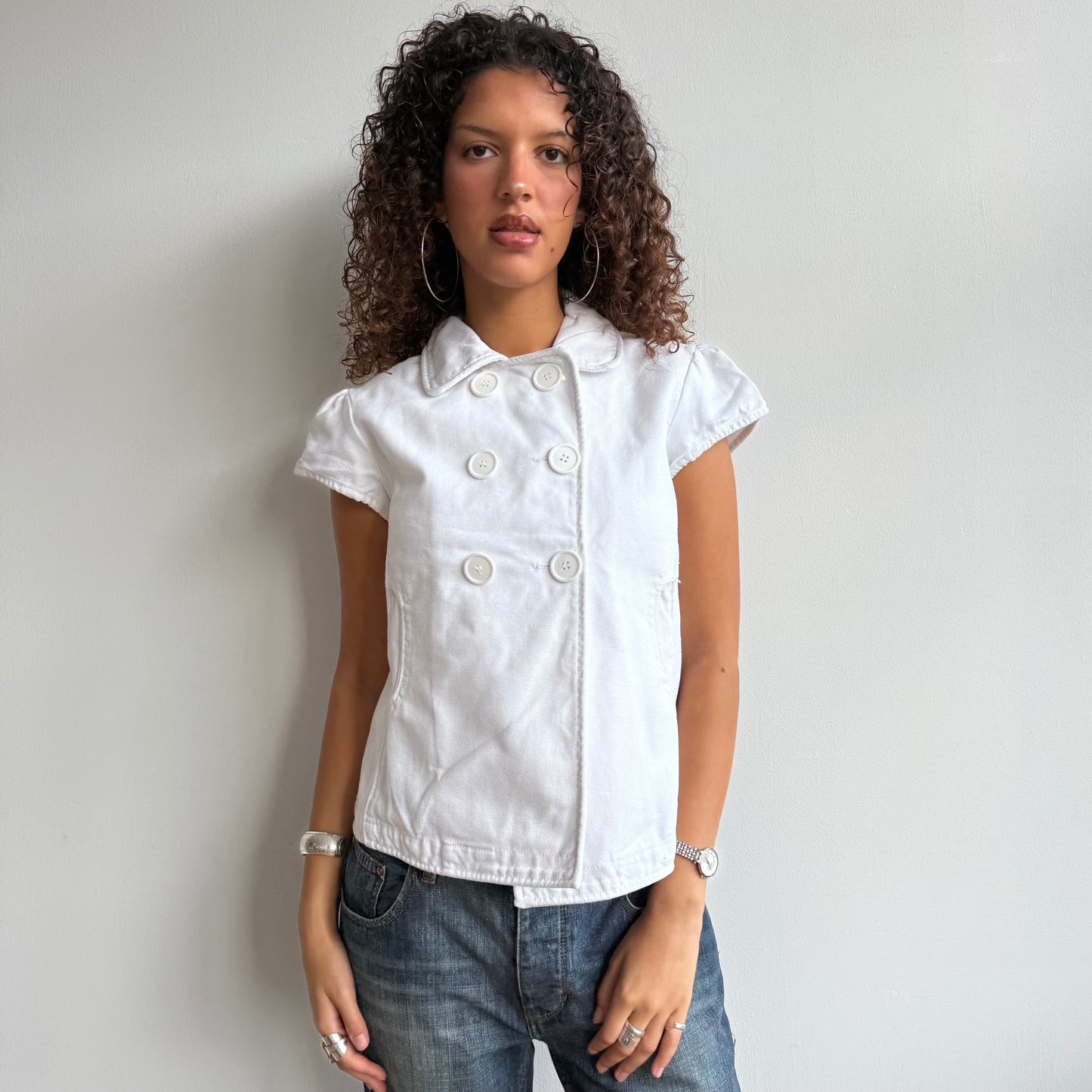 White short sleeve peacoat - Size S