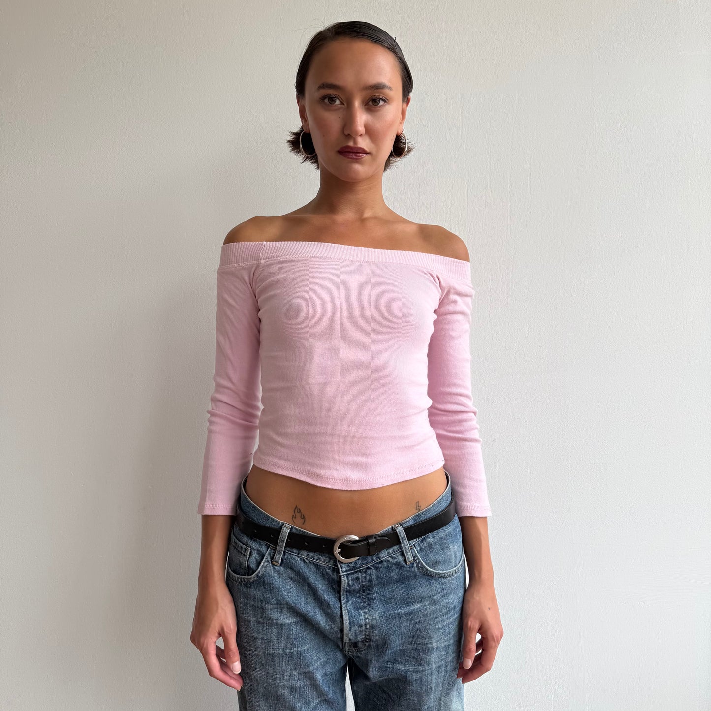 Pink 3/4 sleeve Bardot top - Size XS