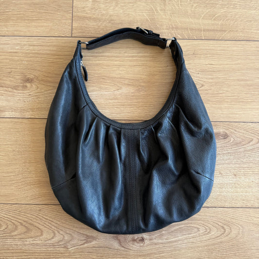 Black leather hobo bag