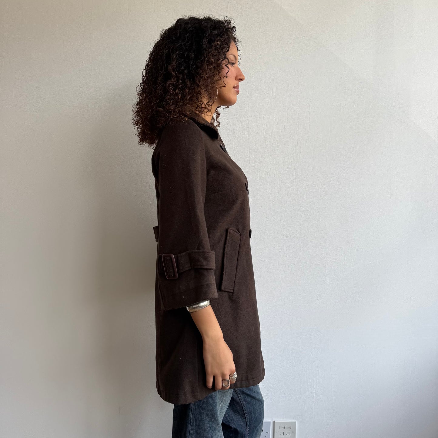 Brown long peacoat trench - Size S