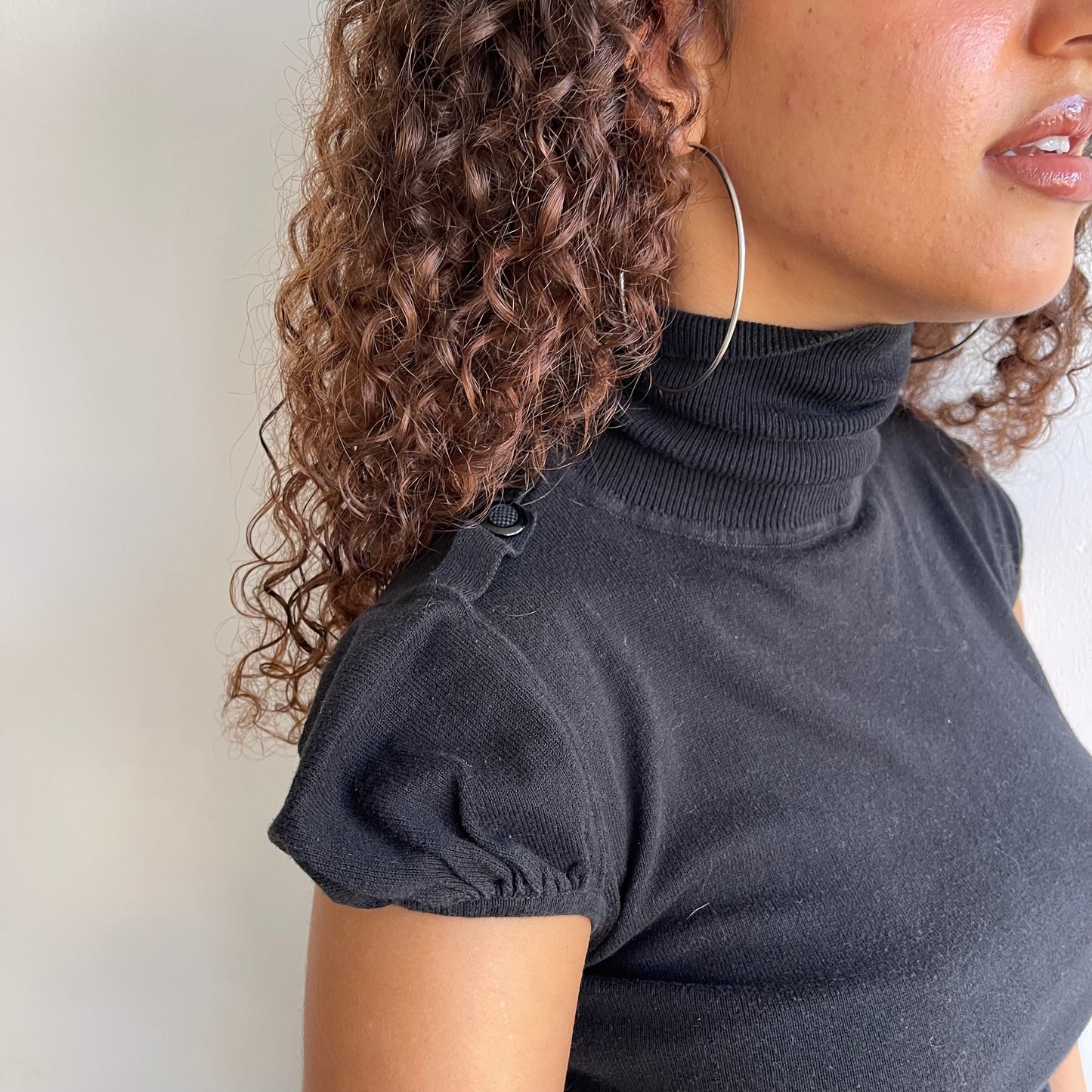 Black puff sleeve roll neck - Size S