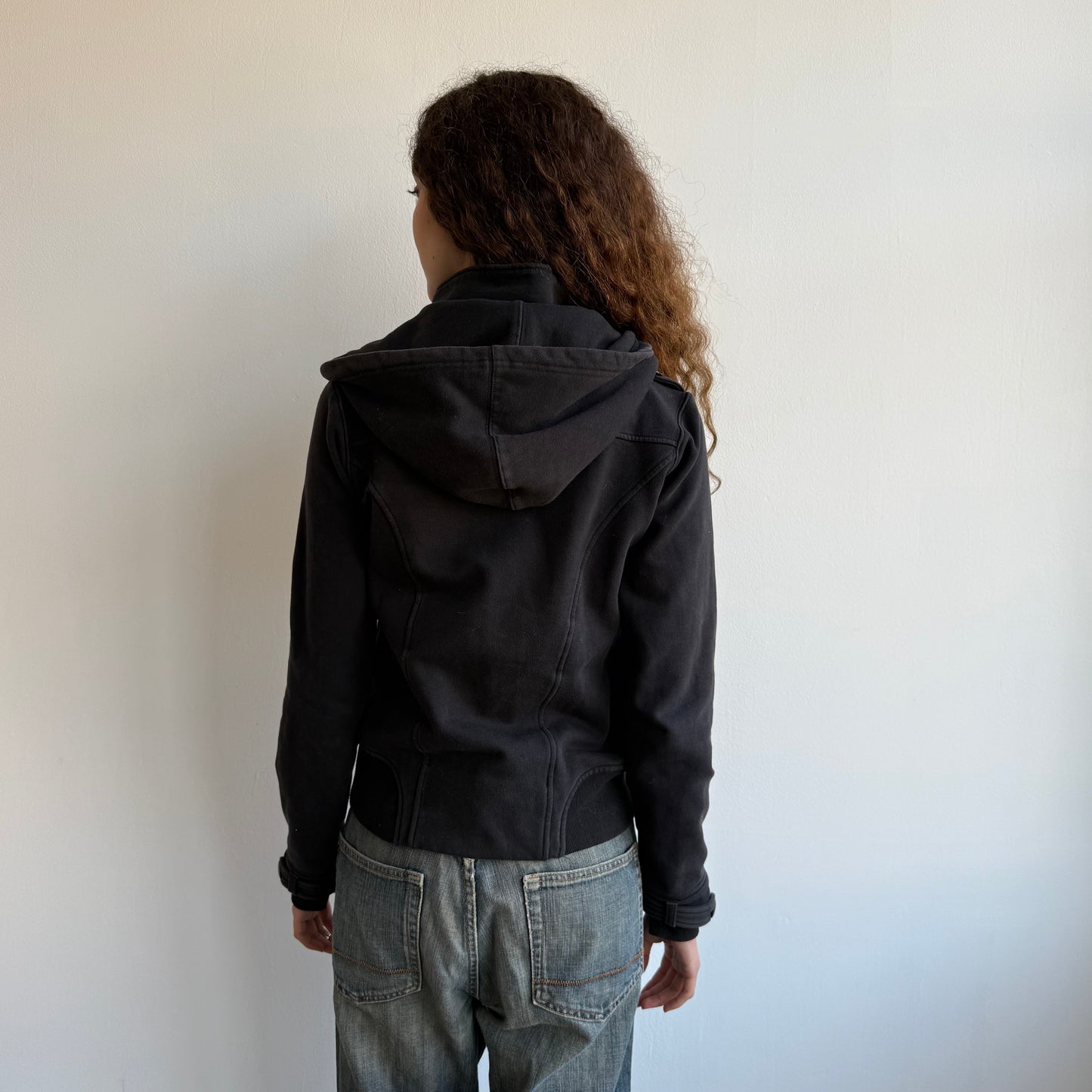 Black hooded peacoat jumper - Size M