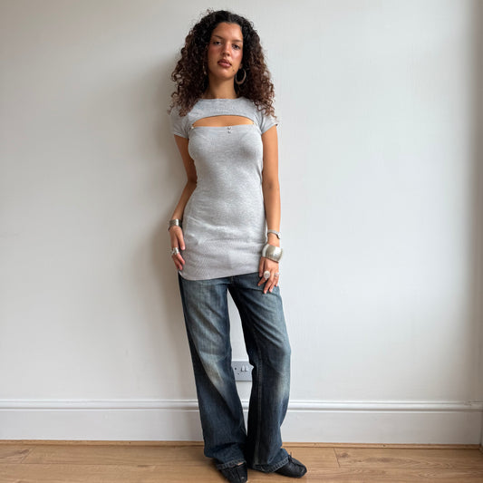 Grey open front knit - Size S