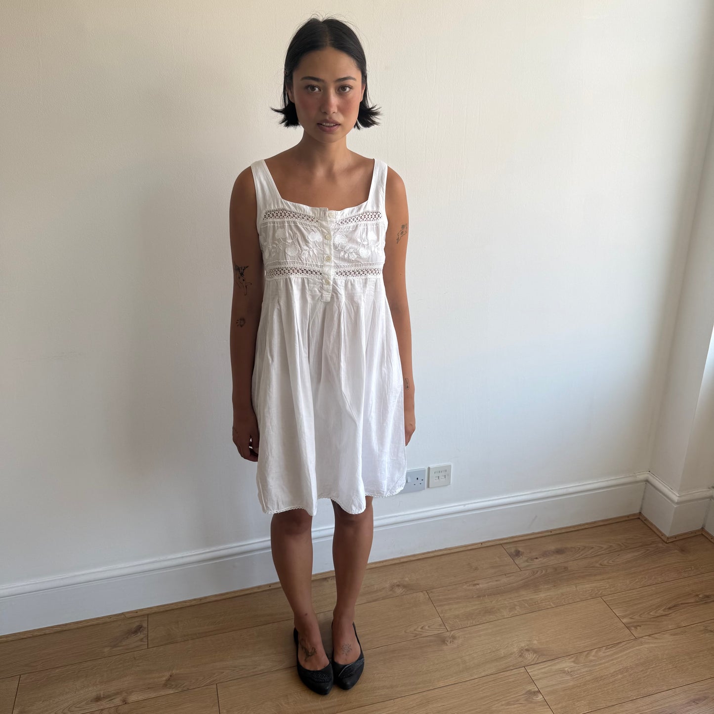 White embroidered milkmaid dress - Size S