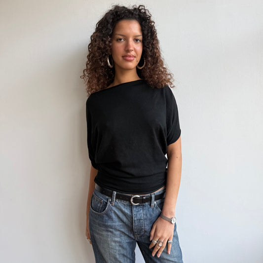 Black short sleeve slouchy knit - Size S