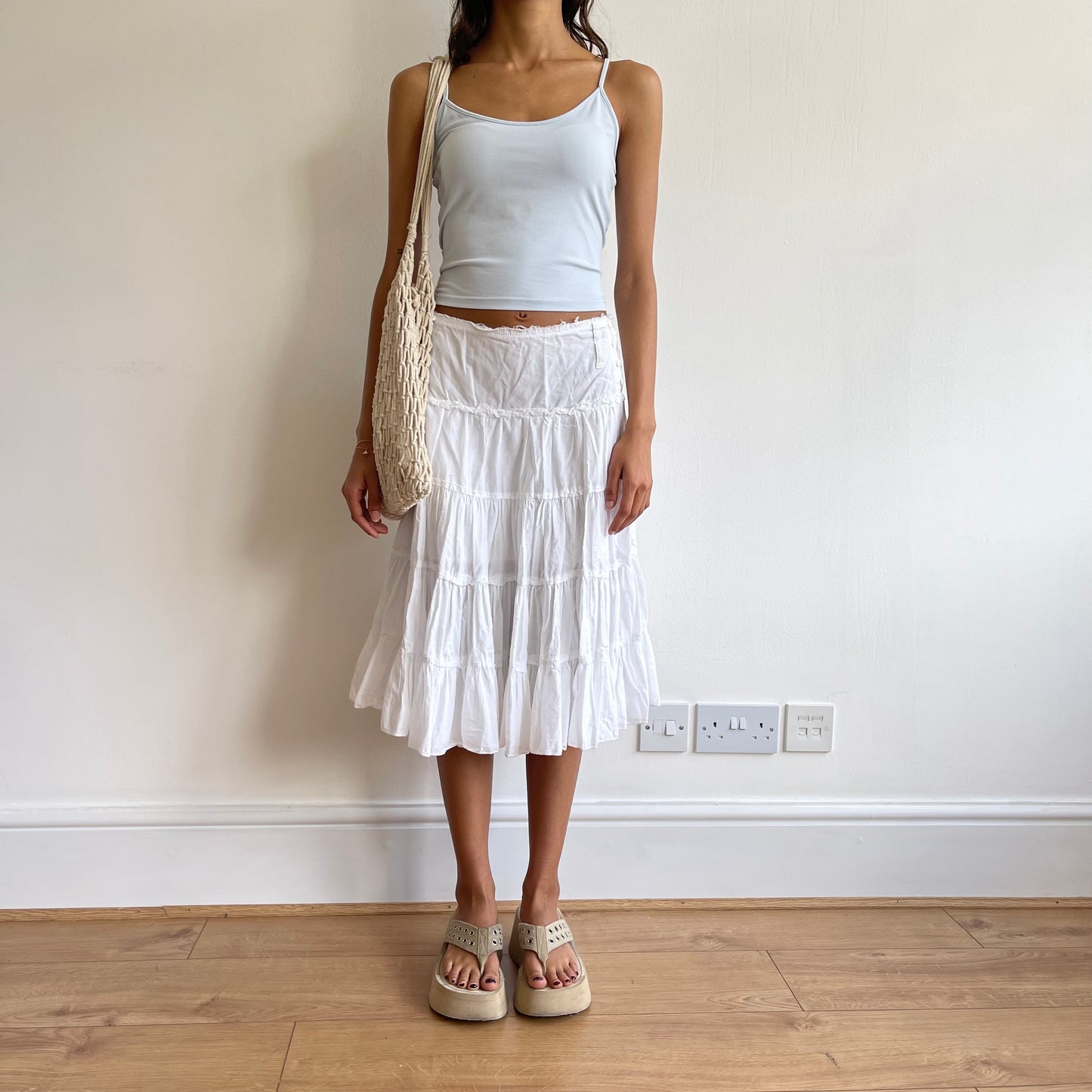 White raw hem midi skirt - Size S/M