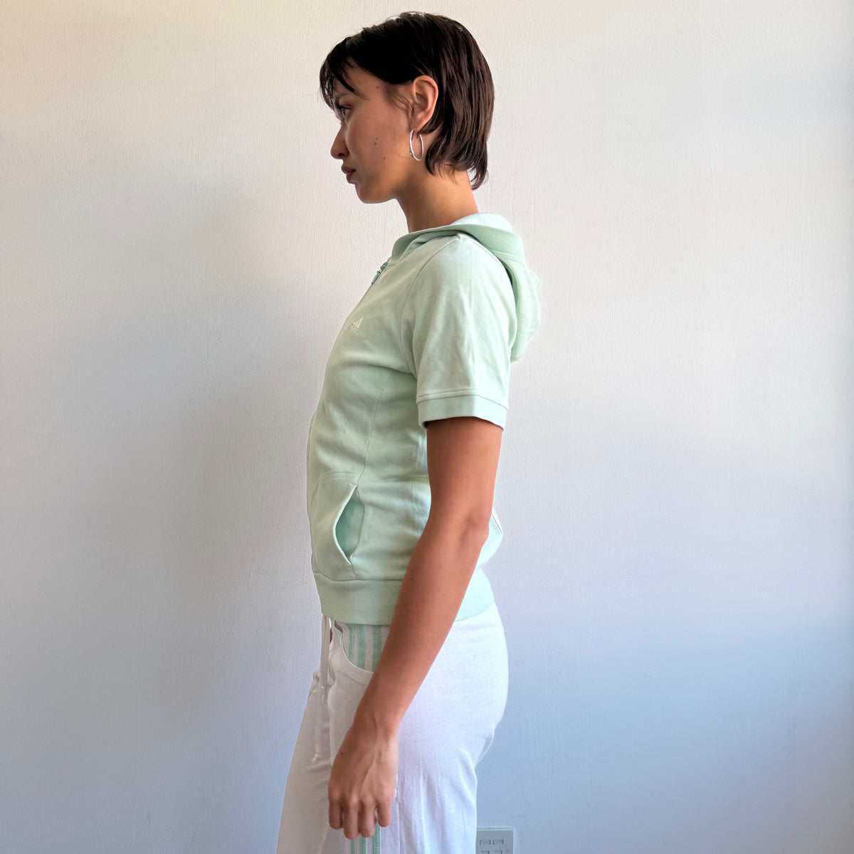 White + mint Adidas flared yoga set - Size M
