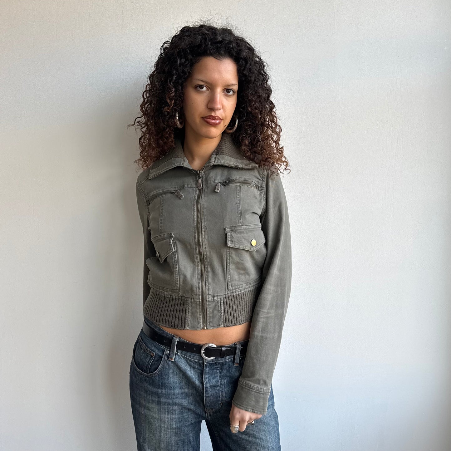 Khaki cargo bomber jacket - Size S/M