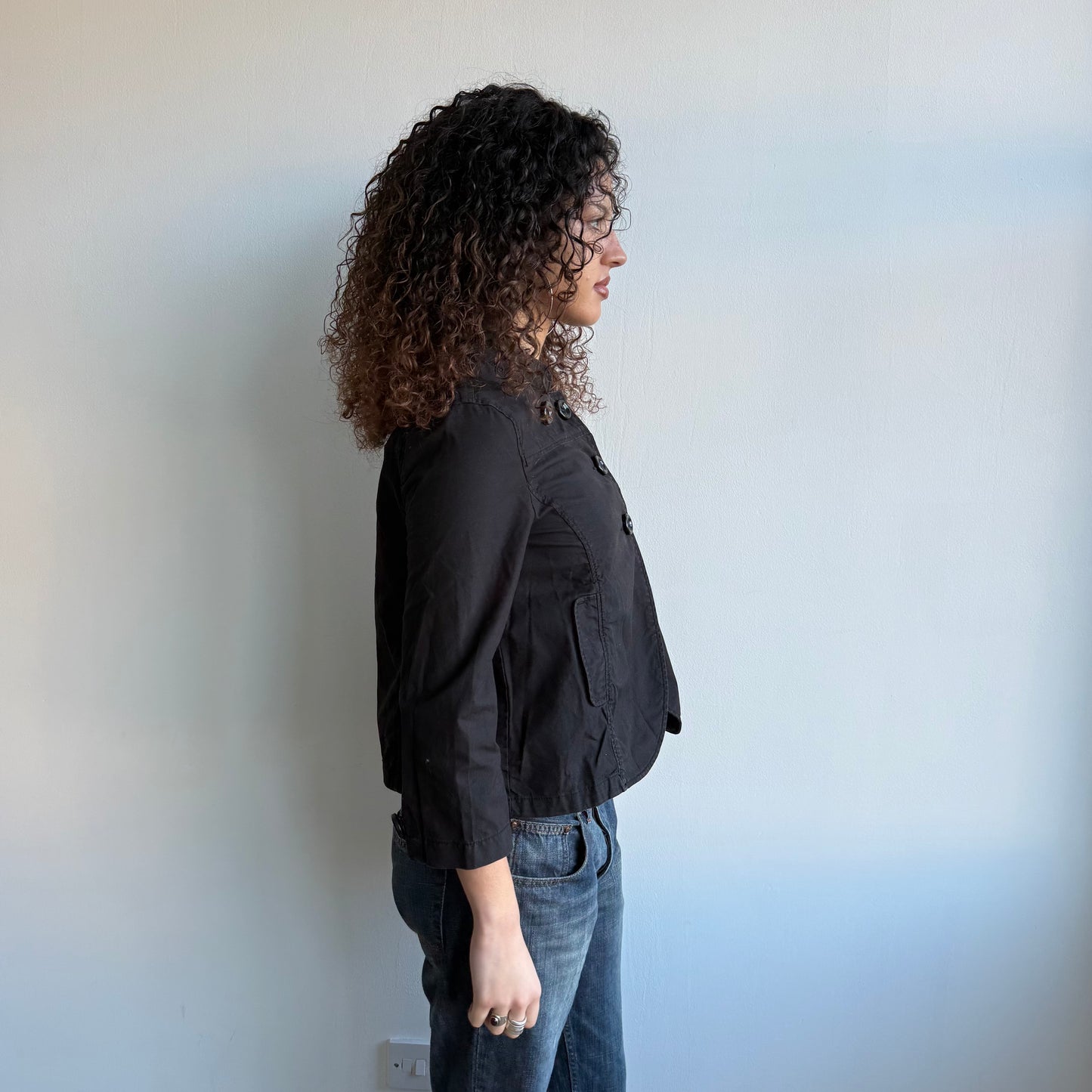 Black asymmetric button peacoat - Size S