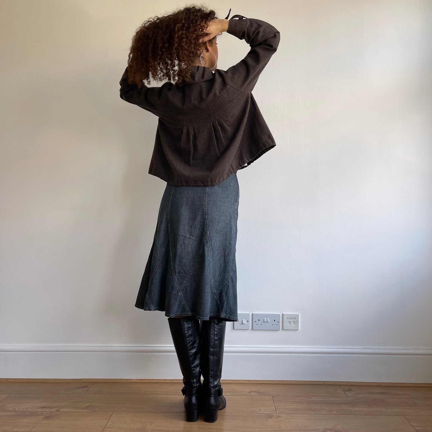 SPORTMAX Brown houndstooth peacoat - Size M