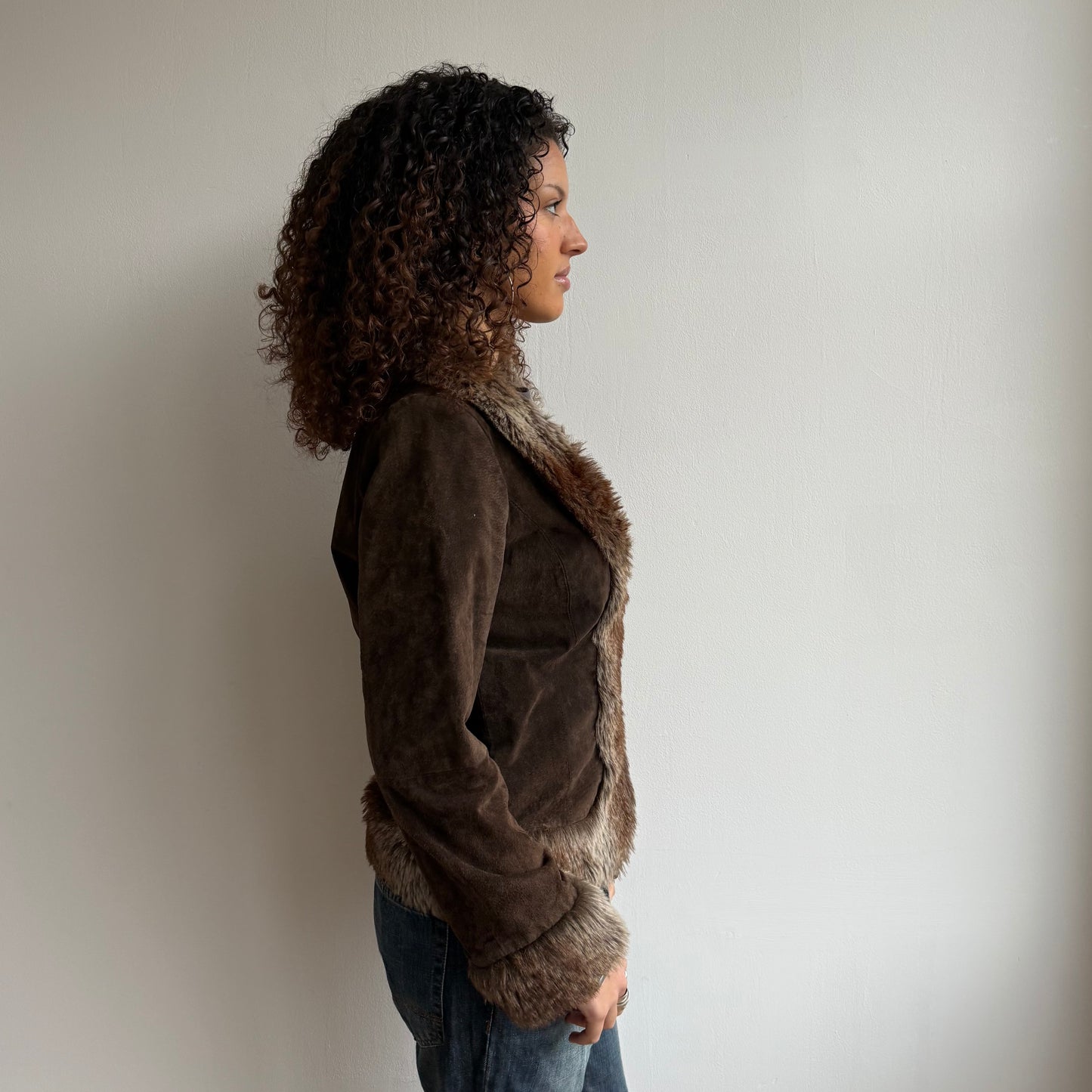 Brown fur suede afghan - Size M