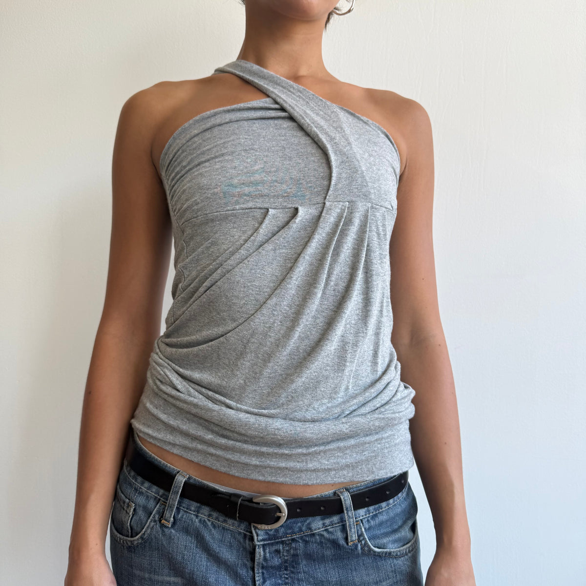Grey one shoulder top - Size S