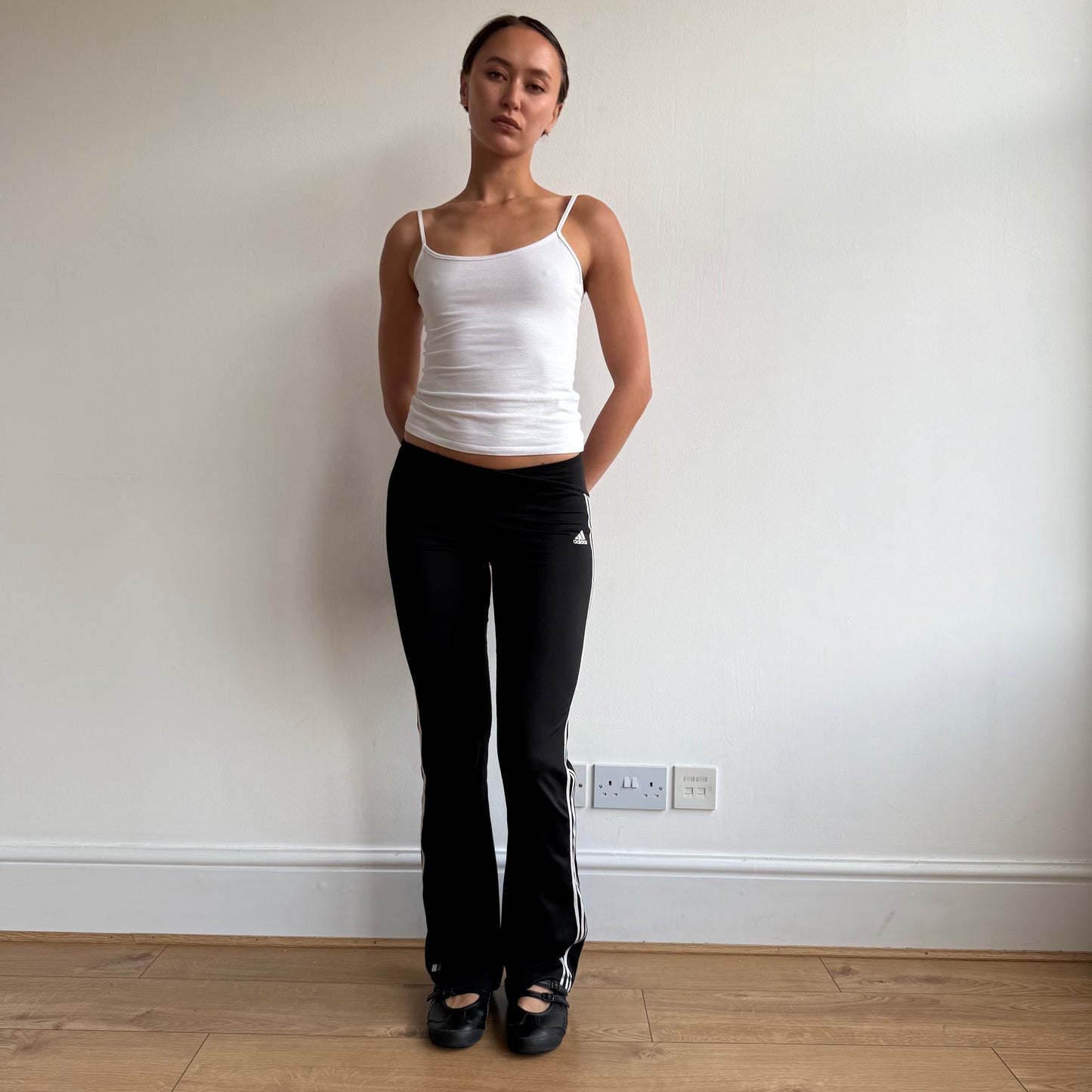 Black Adidas stripe flared yoga pants - Size XS