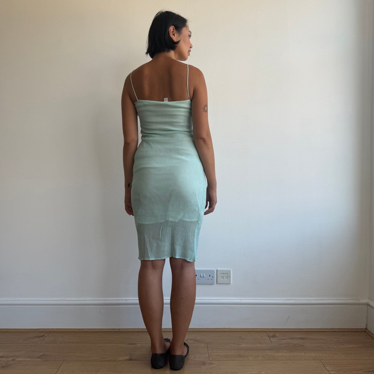 Turquoise chiffon midi dress - Size XS/S