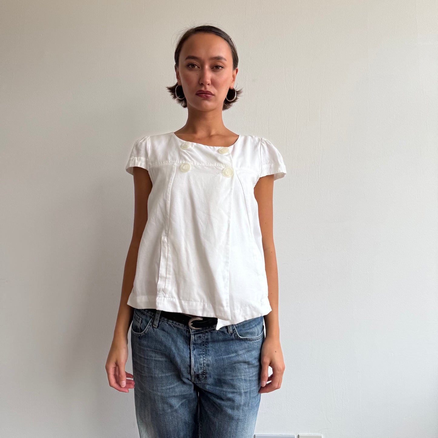 White short sleeve peacoat - Size M-L