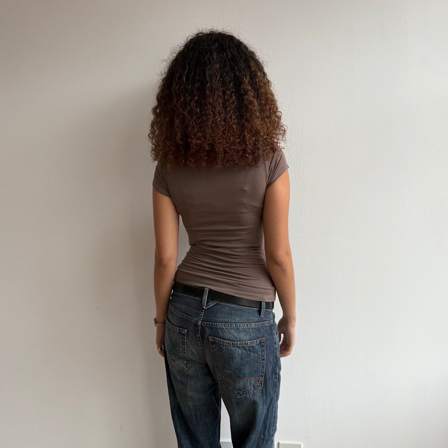 Taupe cowl slouchy top - Size S