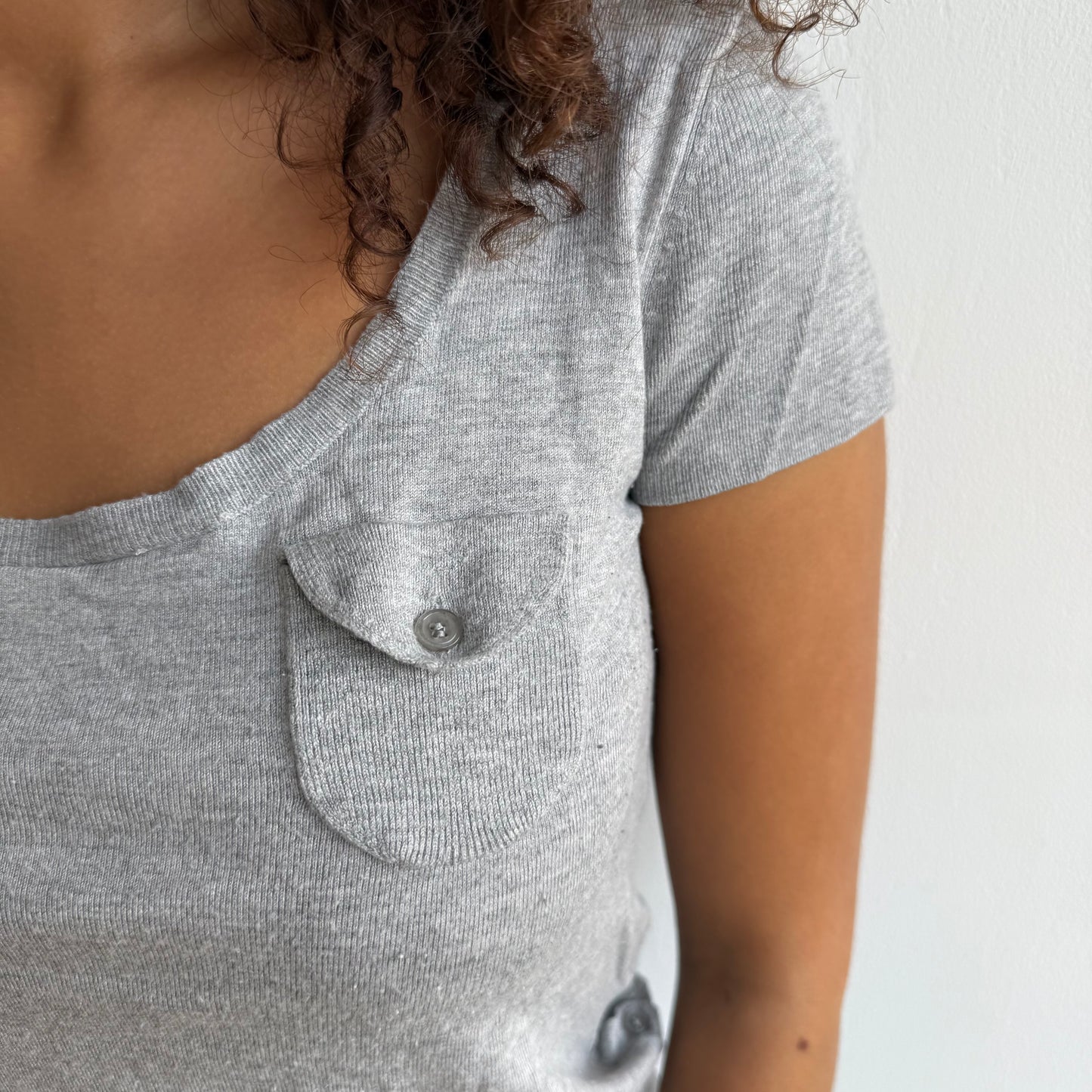 Short sleeve grey button knit - Size S