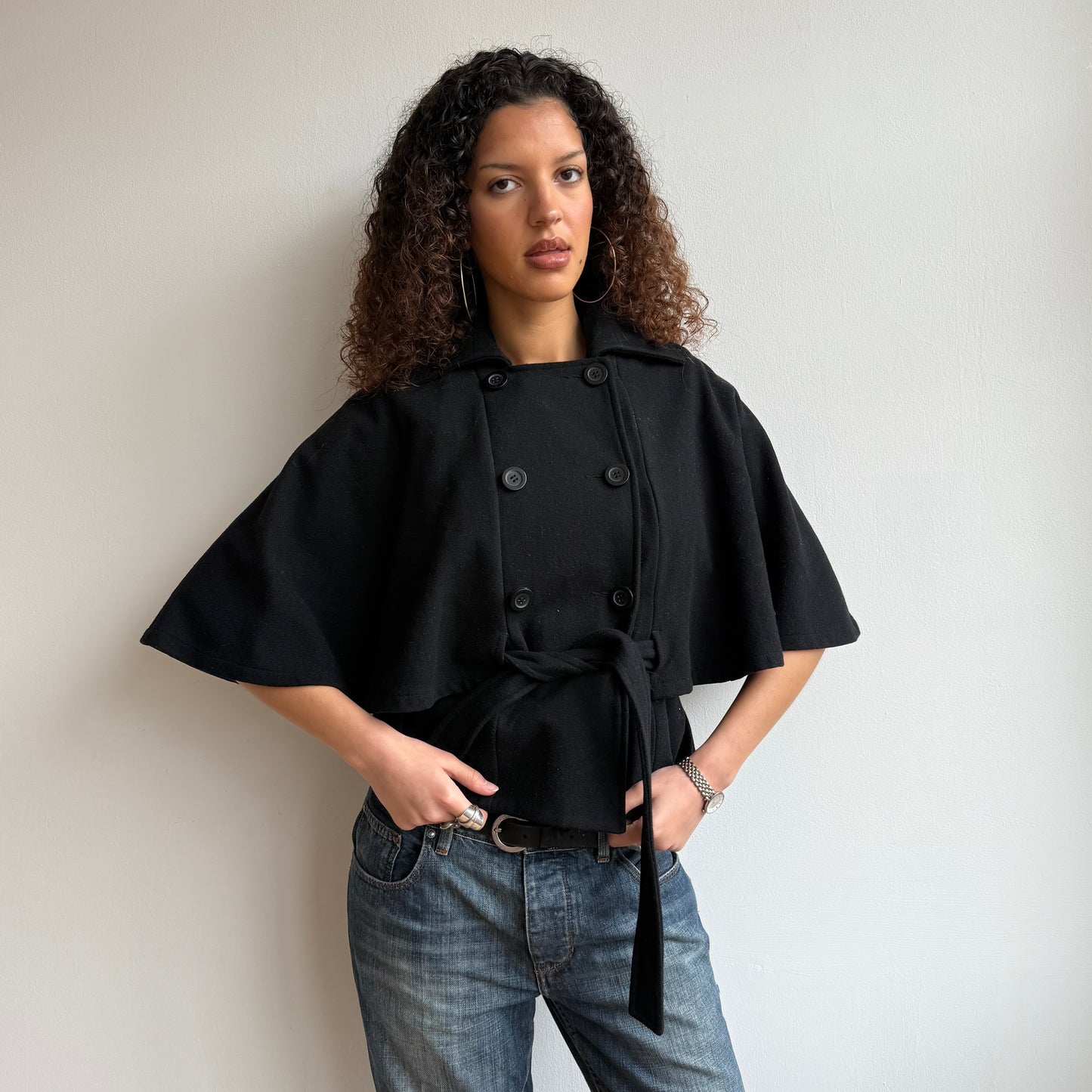 Black cape peacoat - Size M