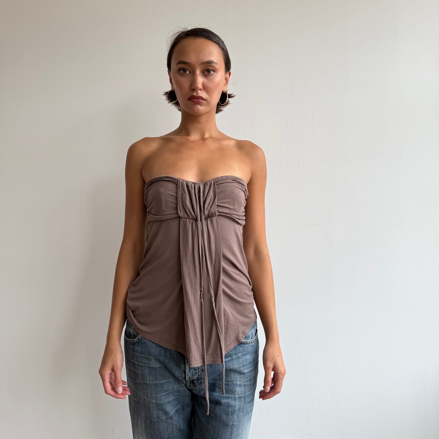 Taupe halterneck bandeau top - Size S