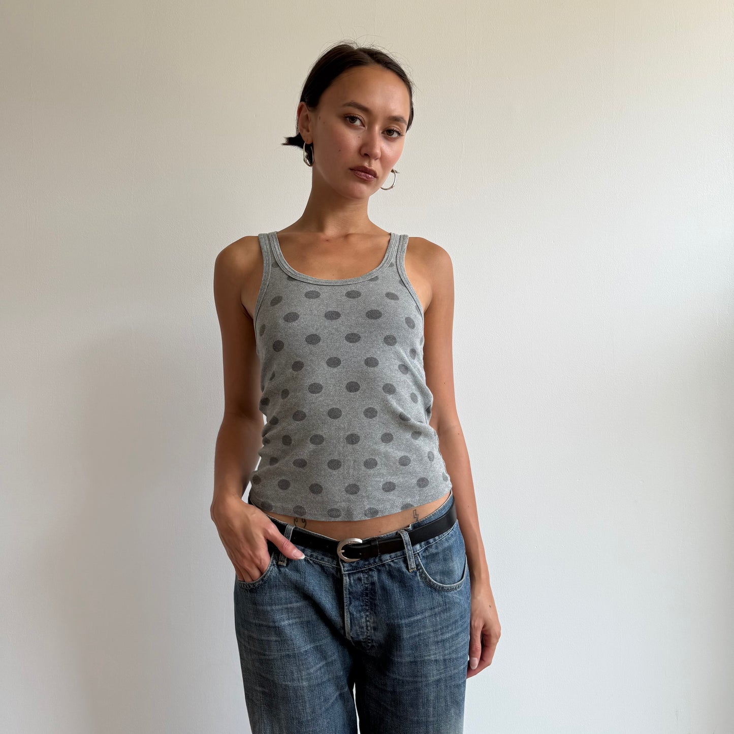 Grey polka dot tank top - Size S