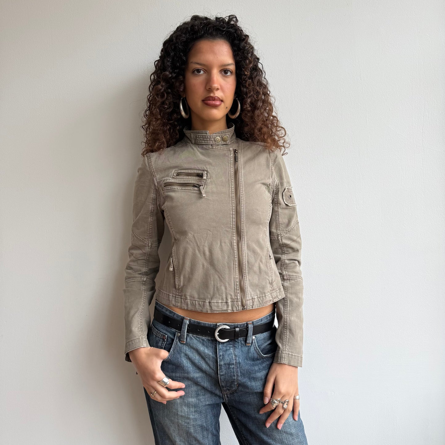 Khaki moto jacket - Size S