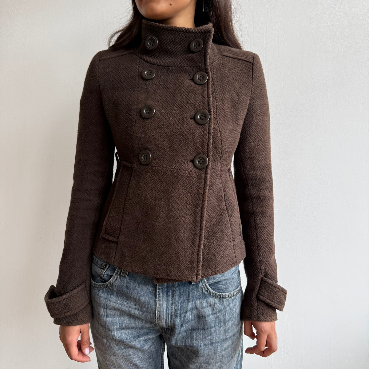 Brown double breasted peacoat - Size S
