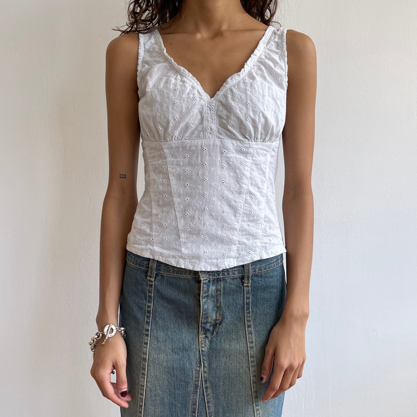 Broderie anglaise milkmaid top - Size S