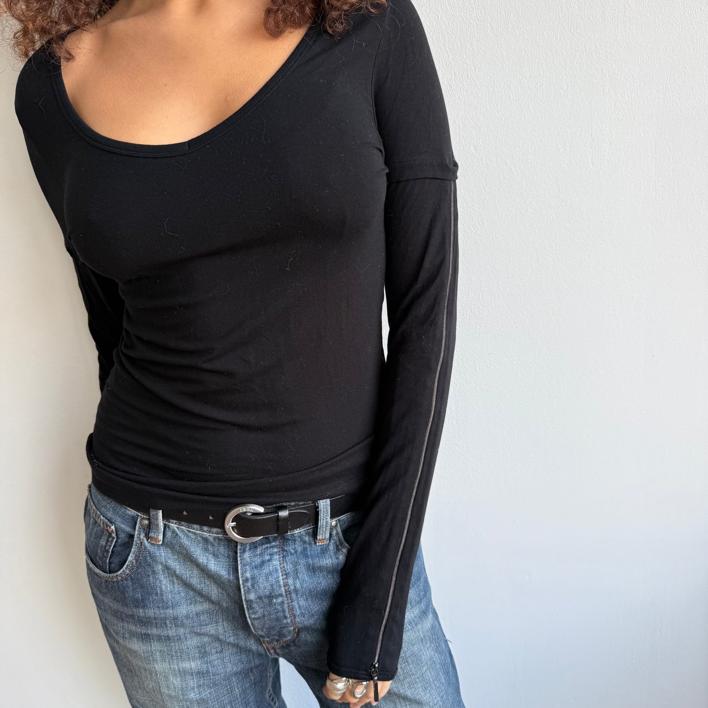 Black Cop Copine zip top - Size S/M