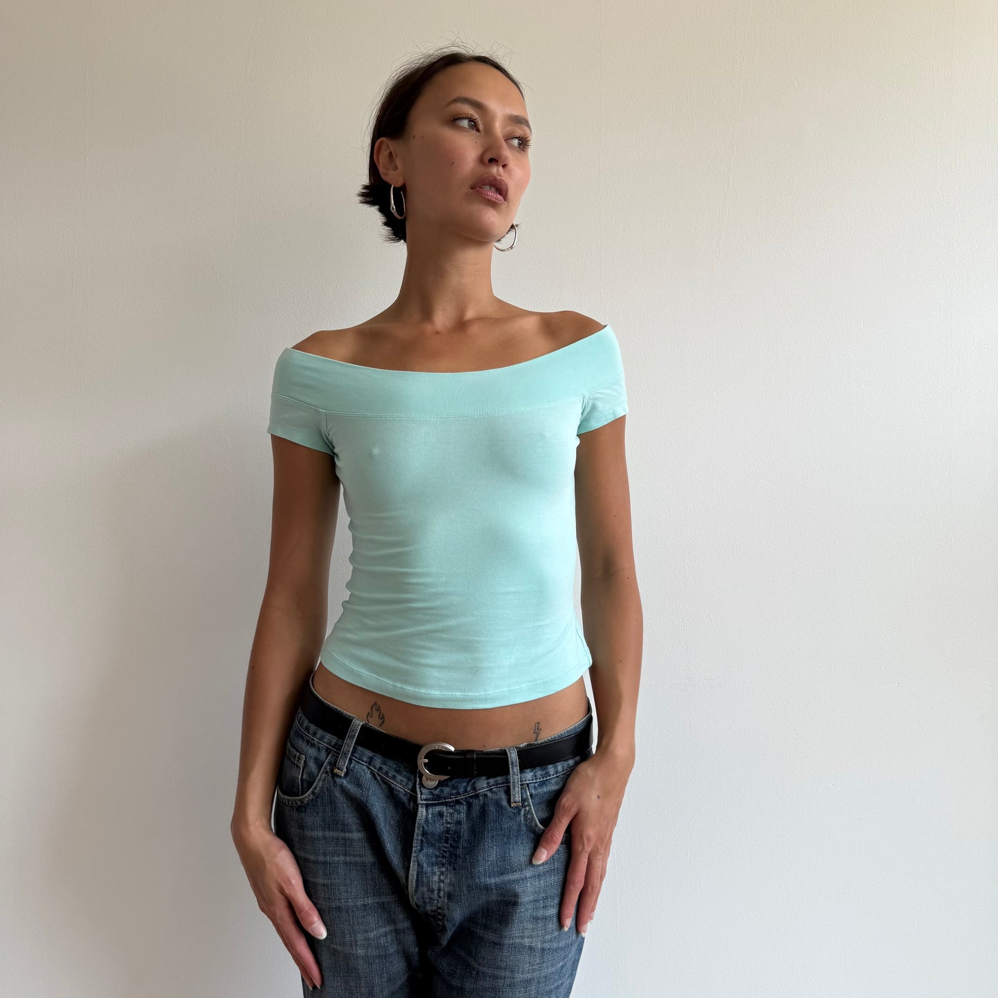 Turquoise bardot top - Size XS
