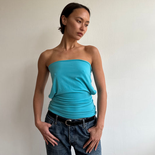 Teal bandeau draped top - Size S