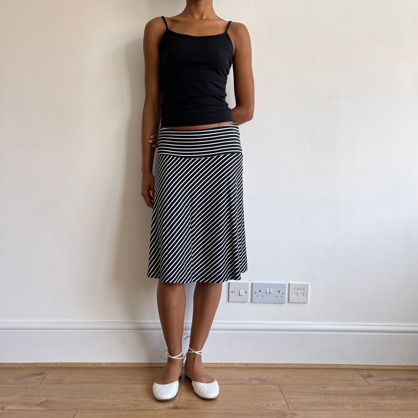 Black striped midi skirt - Size S