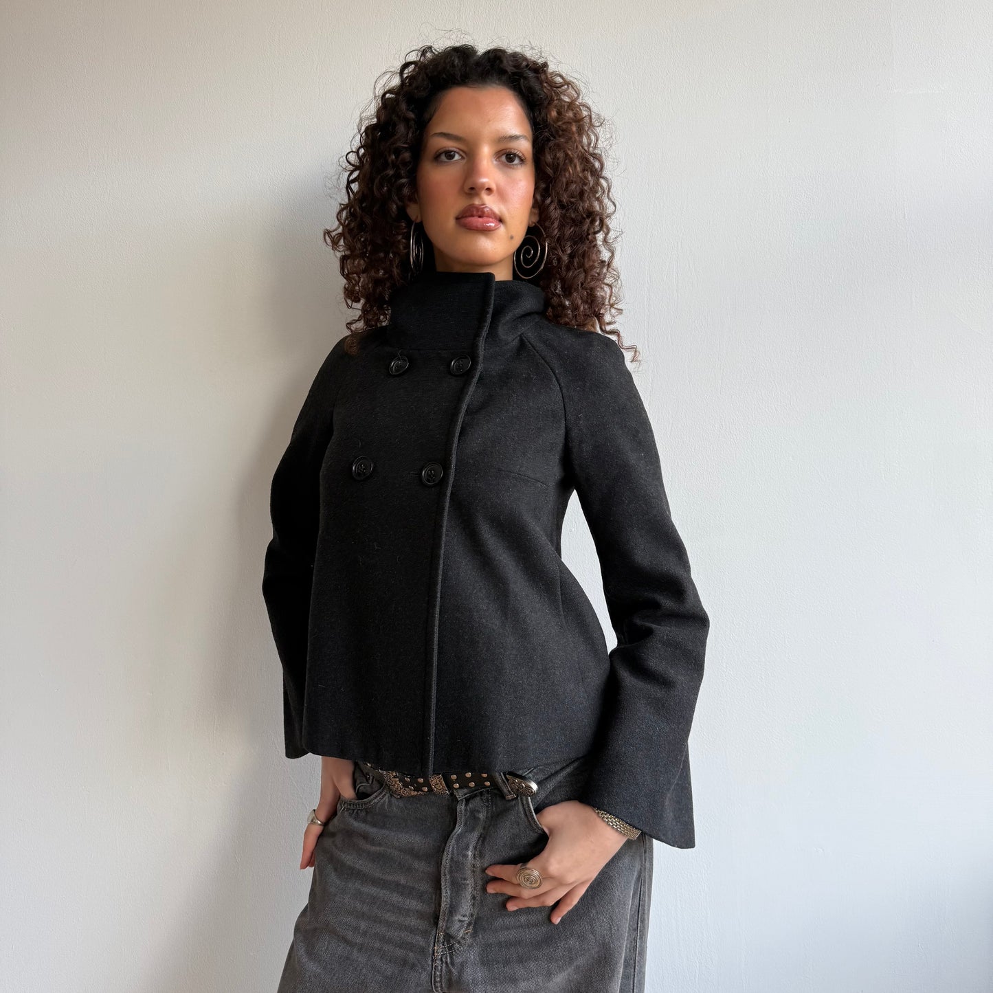 Black wool peacoat - Size S