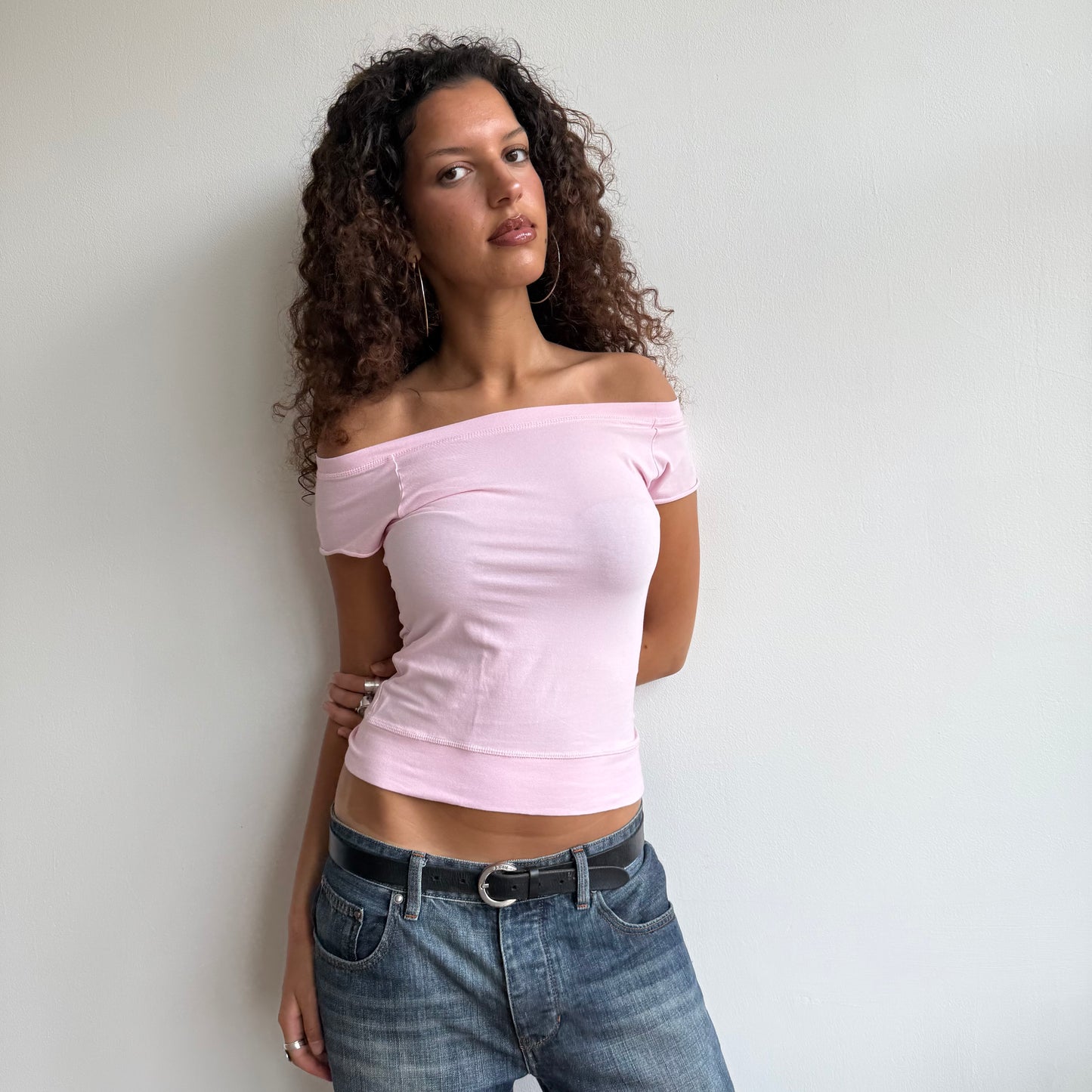 Pink bardot top - Size S